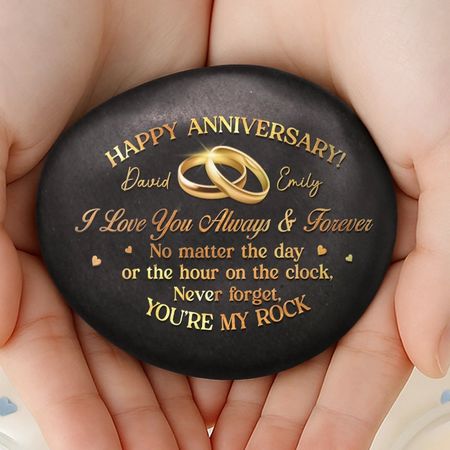 Custom Printed Rock - Personalized Anniversary Wedding Gifts For Husband And Wife, Him And Her - Happy Our Anniversary